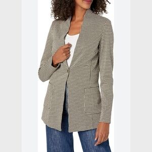 NEW Tommy Hilfiger Women Sz 6 Houndstooth Snap Button‎ Knit Blazer Pockets